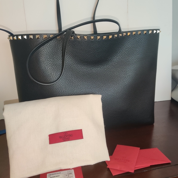 Valentino Black Tote Bag with Gold Accents - Picture 8 of 11